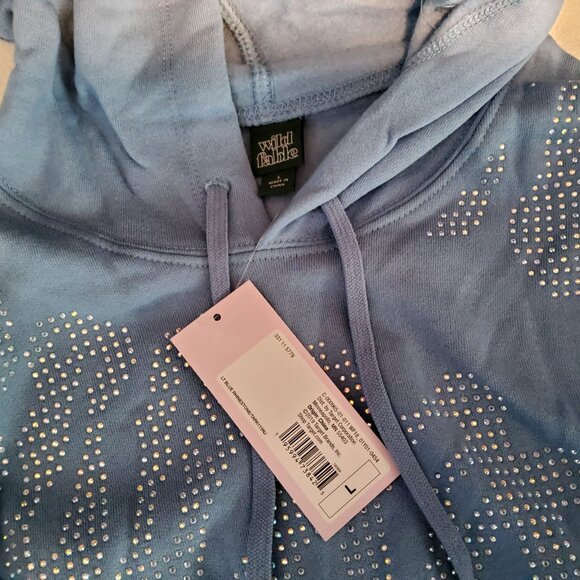 Wild Fable Blue Hoodie With Rhinestones Embellishment Size M Cotton/Polyester - Picture 3 of 12